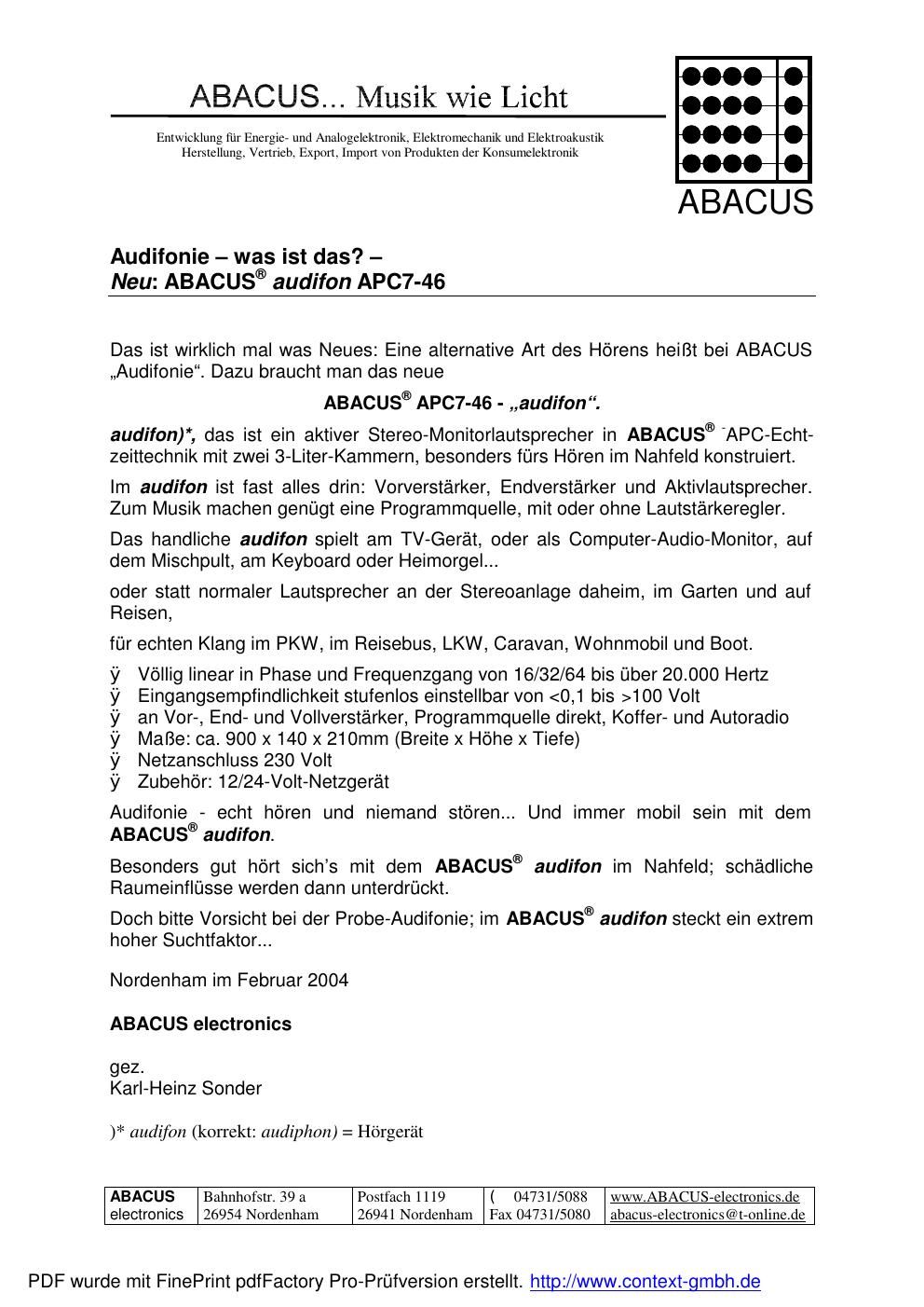 abacus apc 746 brochure