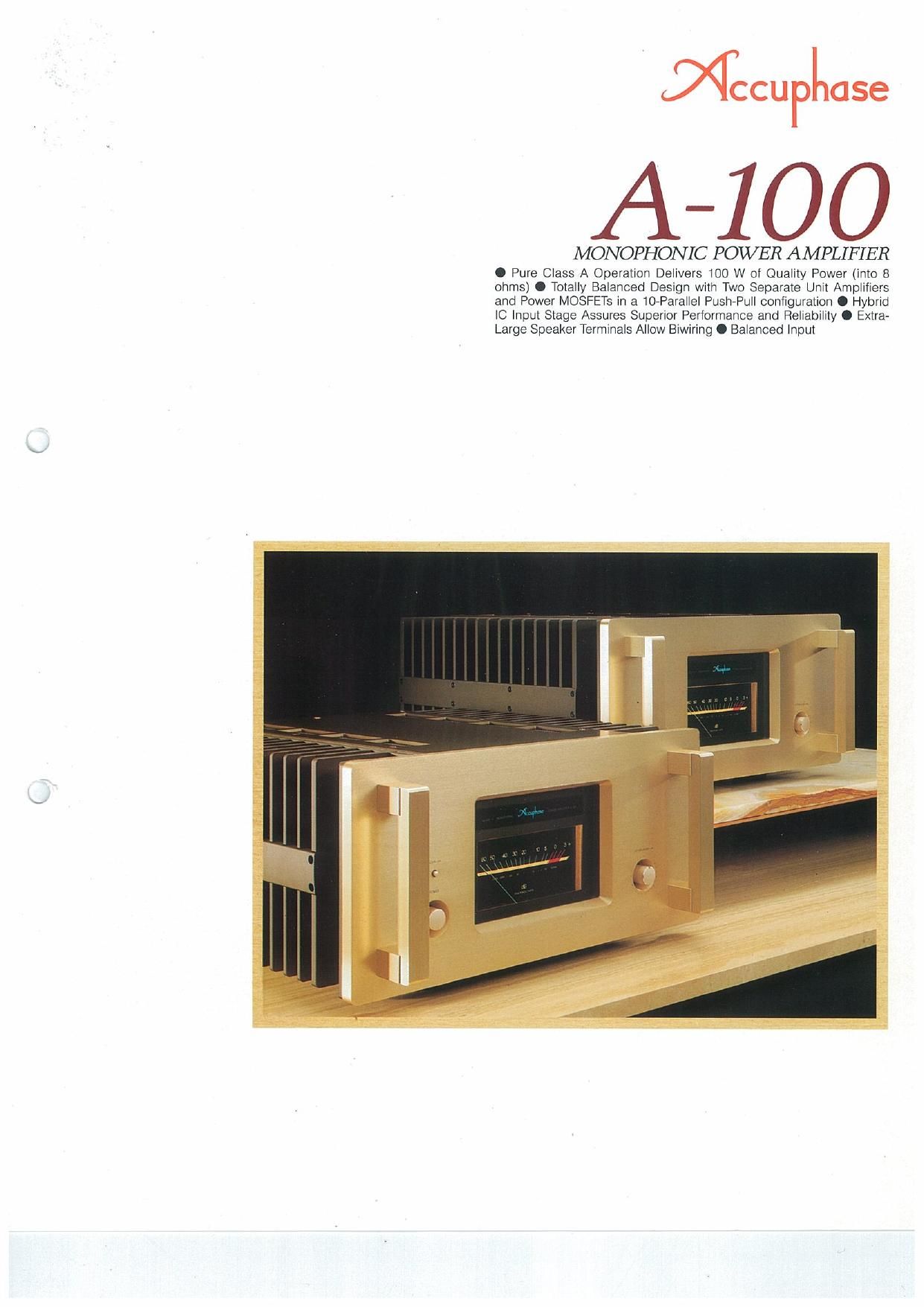 Accuphase A 100 Brochure