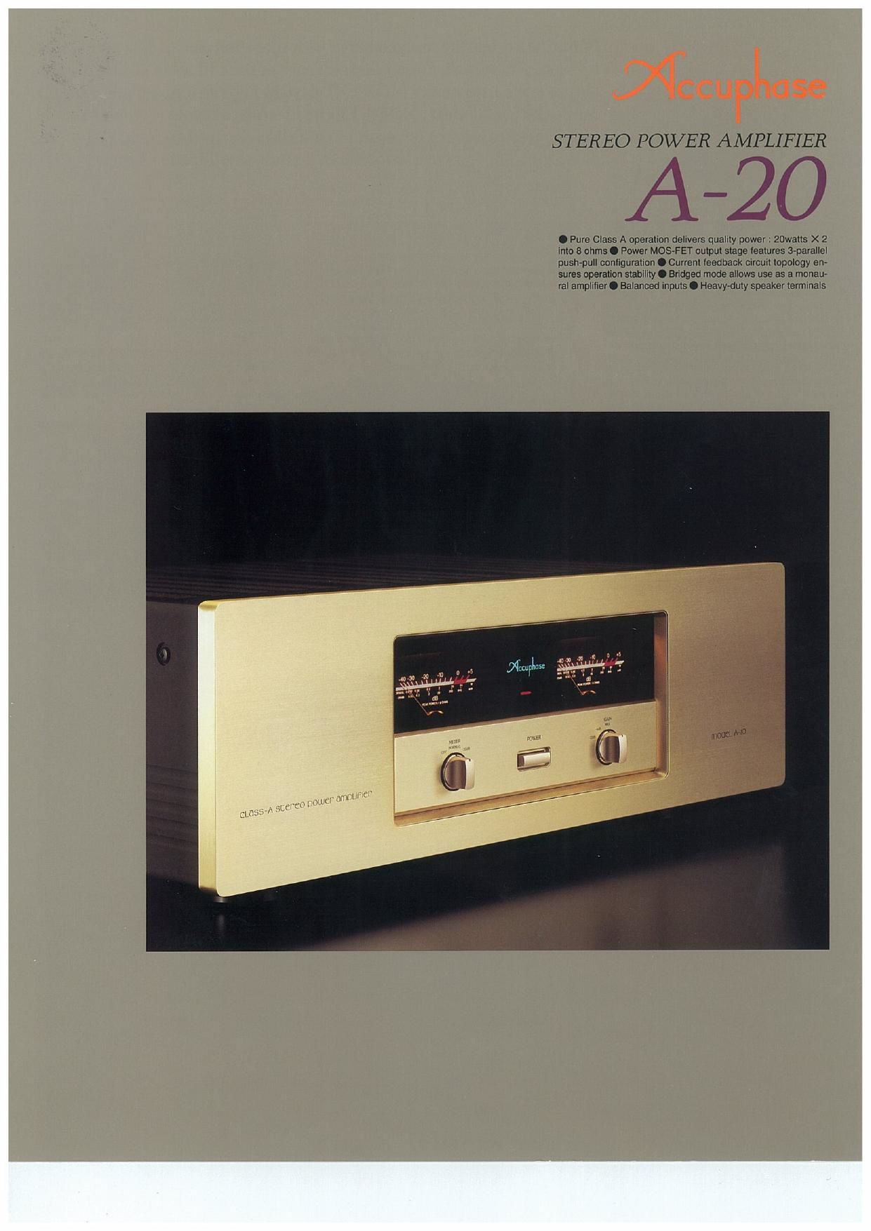 Accuphase A 20 Brochure