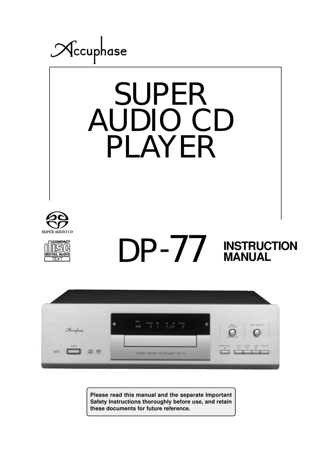 Accuphase DP 77 Owners Manual