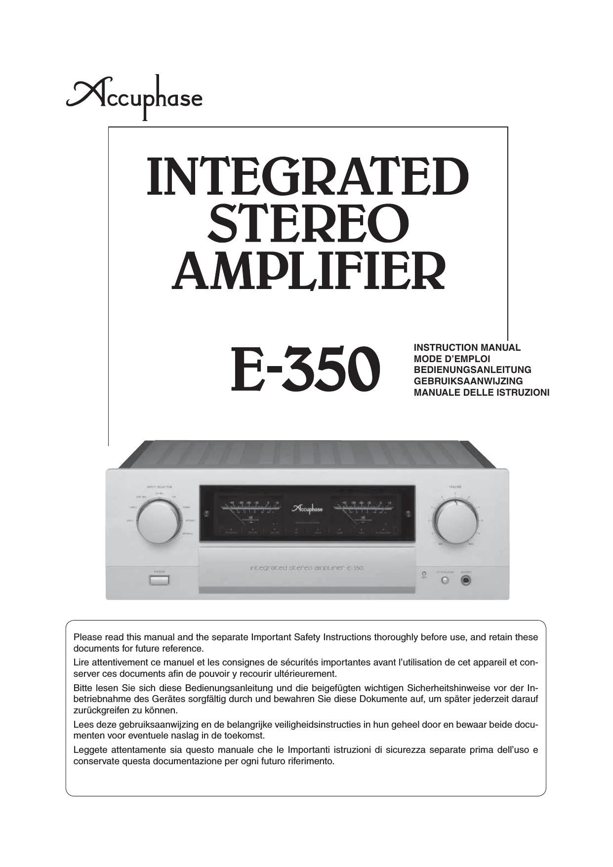 Accuphase E 350 Owners Manual