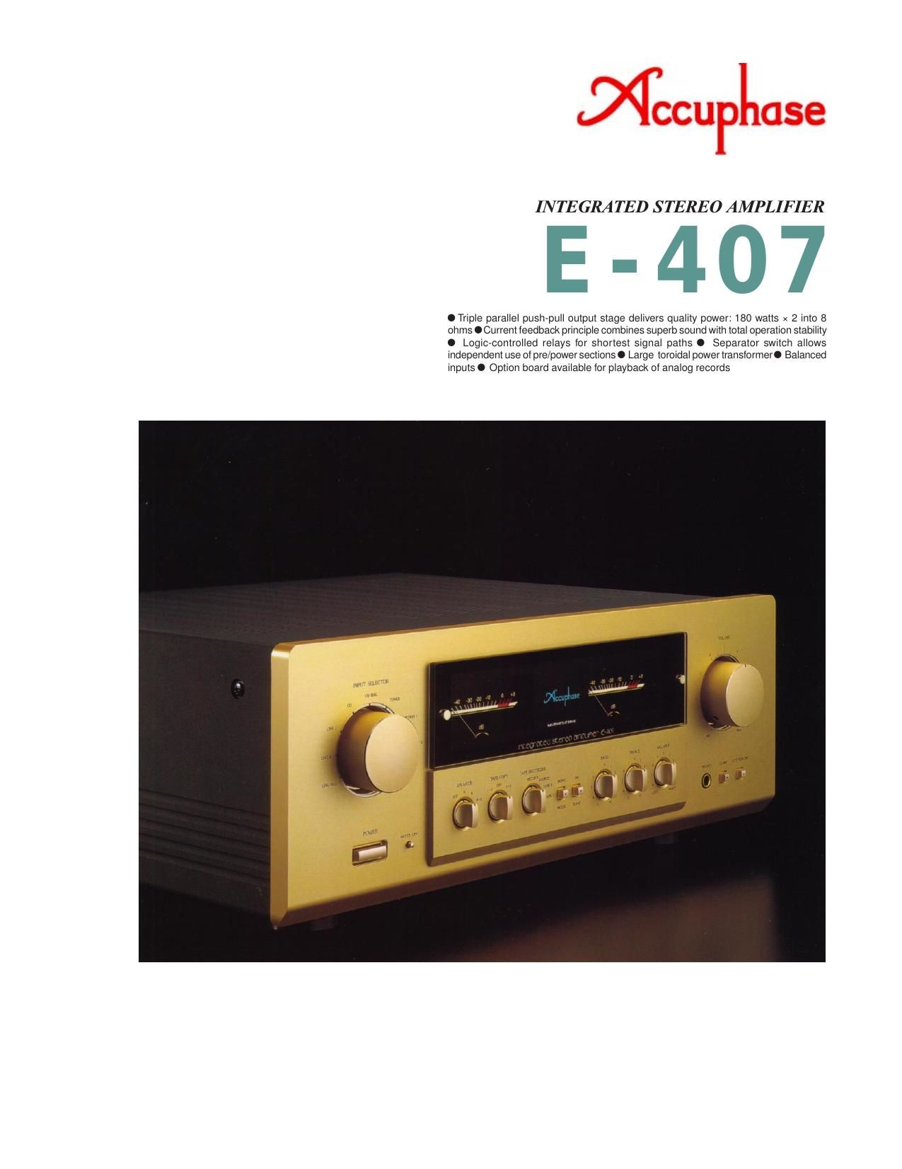 Accuphase E 407 Brochure