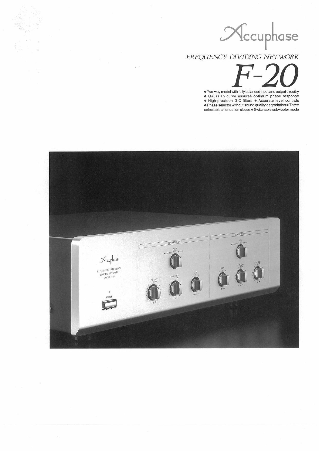 Accuphase F 20 Brochure