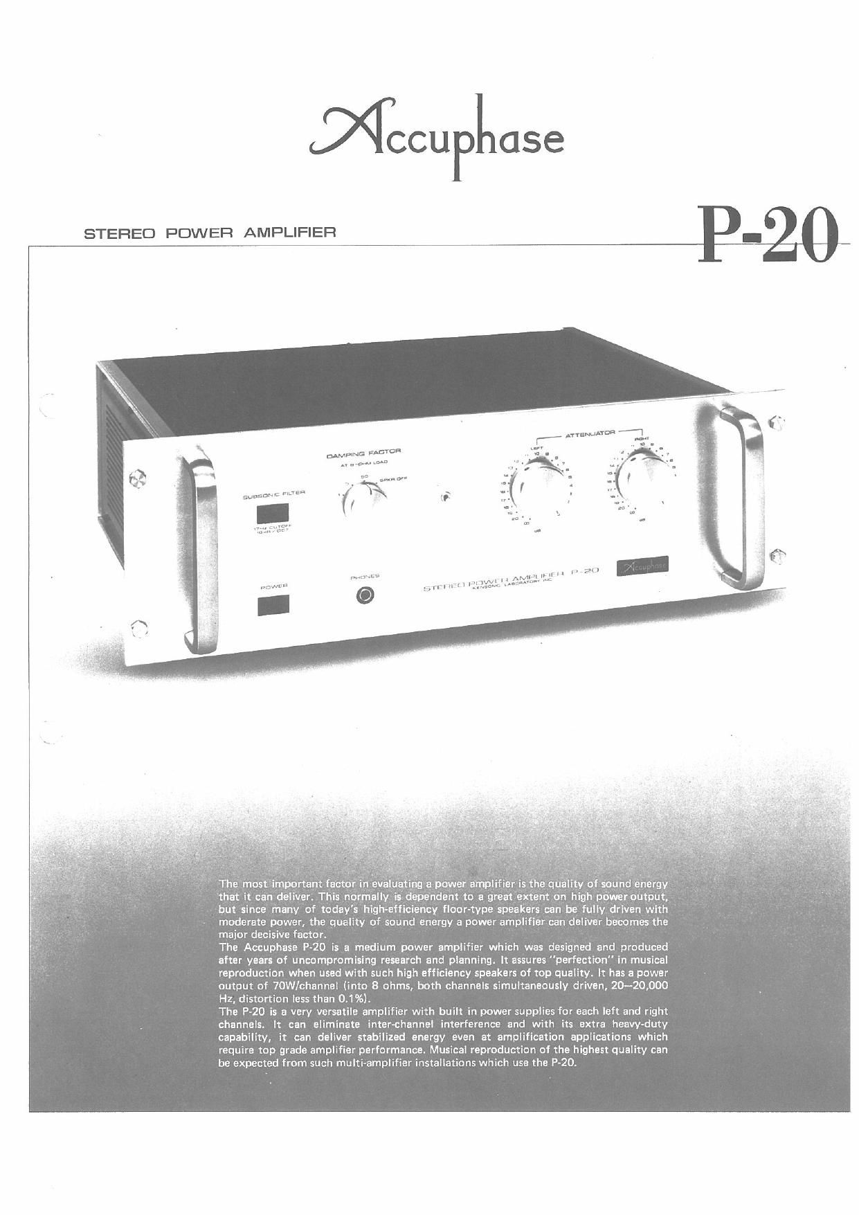 Accuphase P 20 Brochure