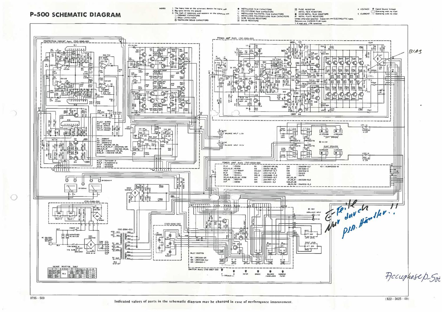 Accuphase P500 pwr schematics