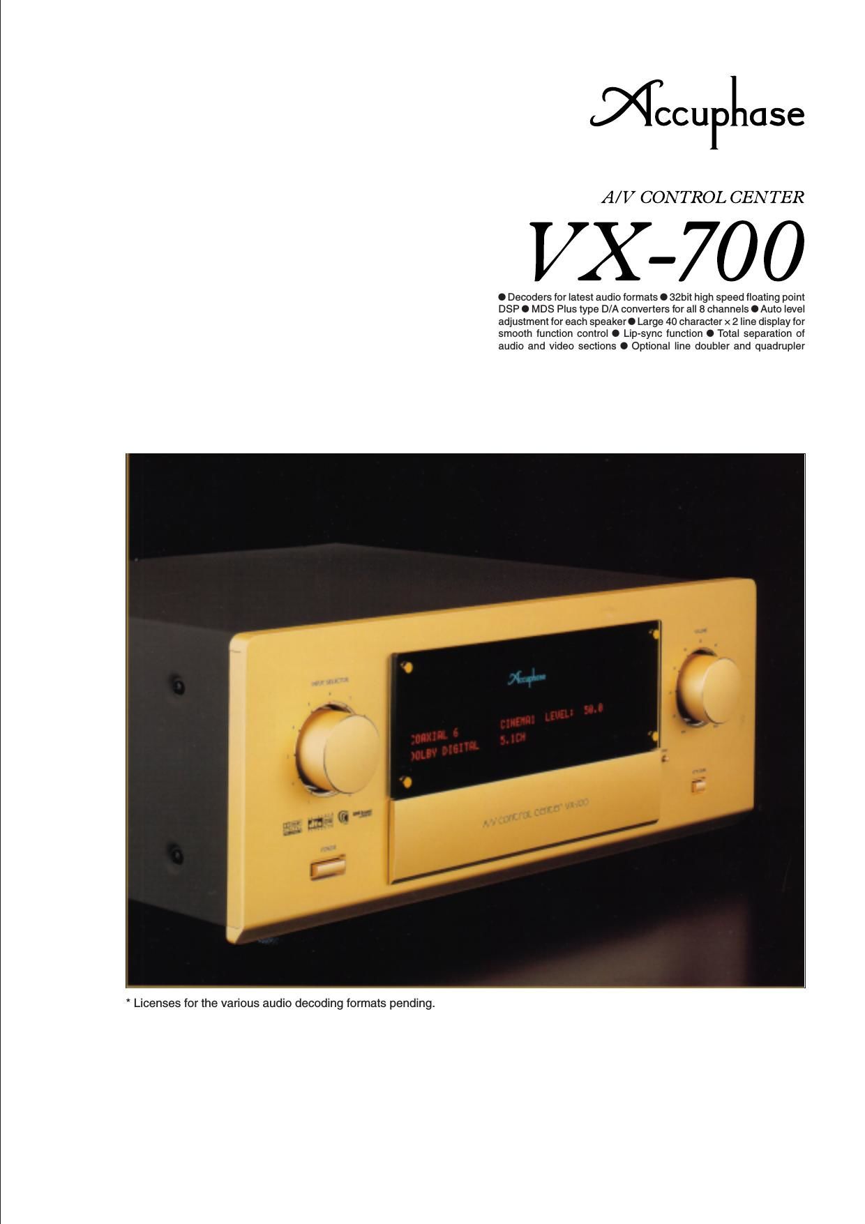 Accuphase VX 700 Brochure