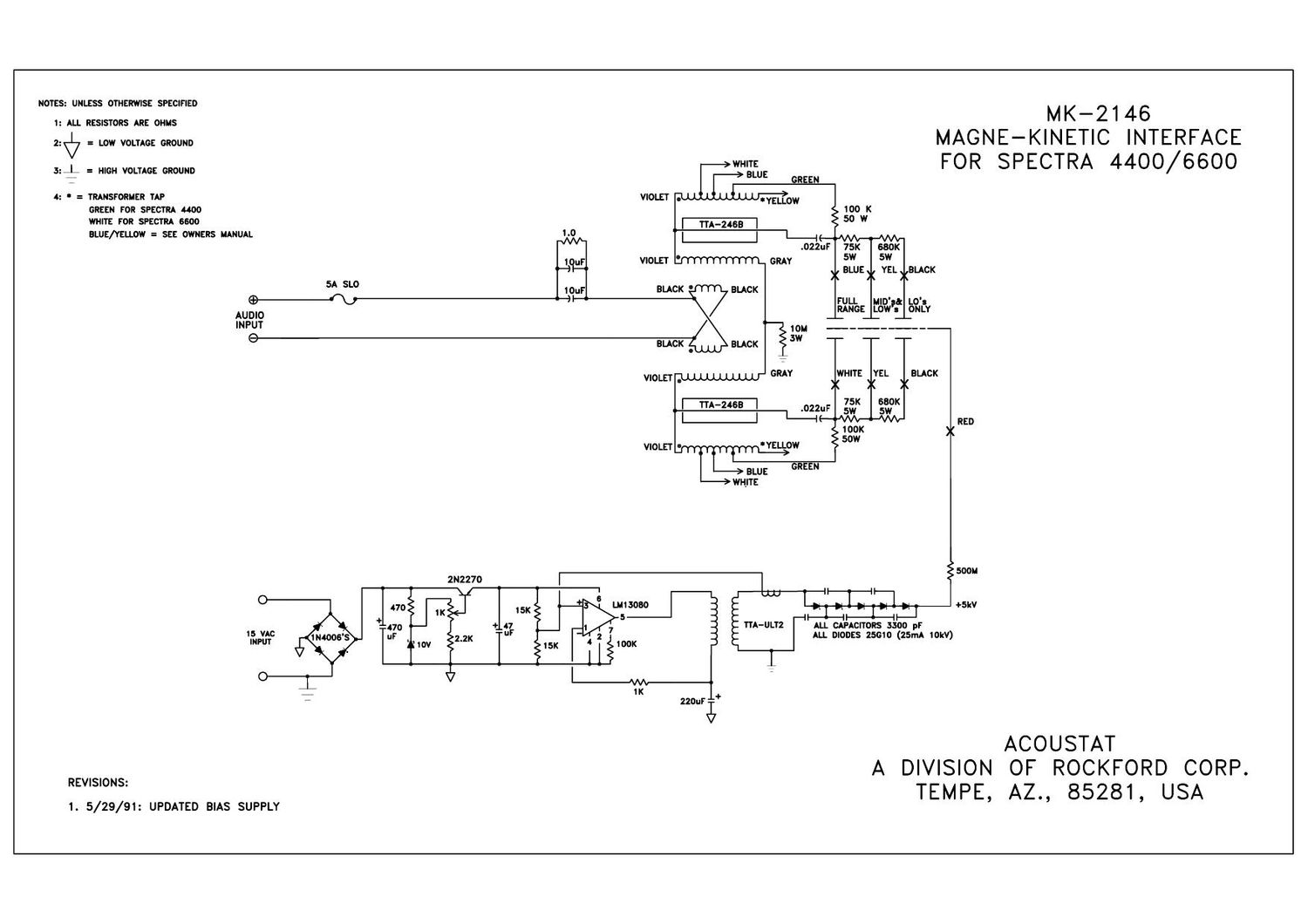 Acoustat Spectra 4400 Schematic