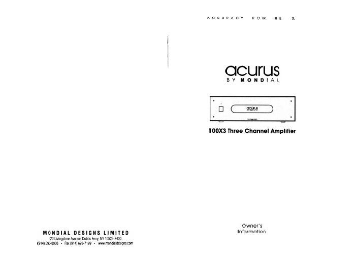acurus a 100 x 3 owners manual