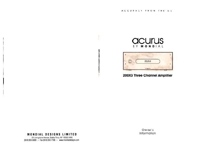 acurus a 200 x 3 owners manual