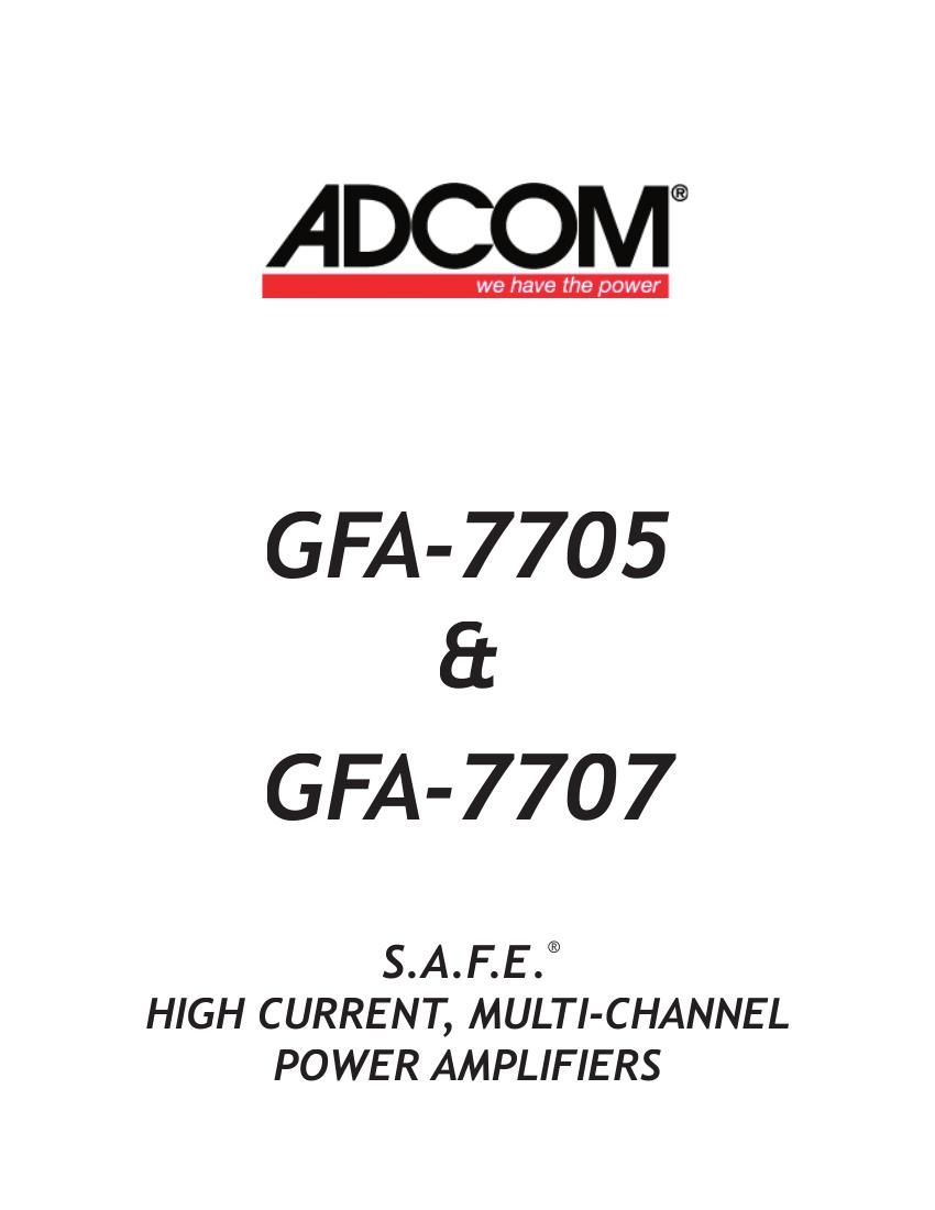 Adcom 7707 Owners Manual