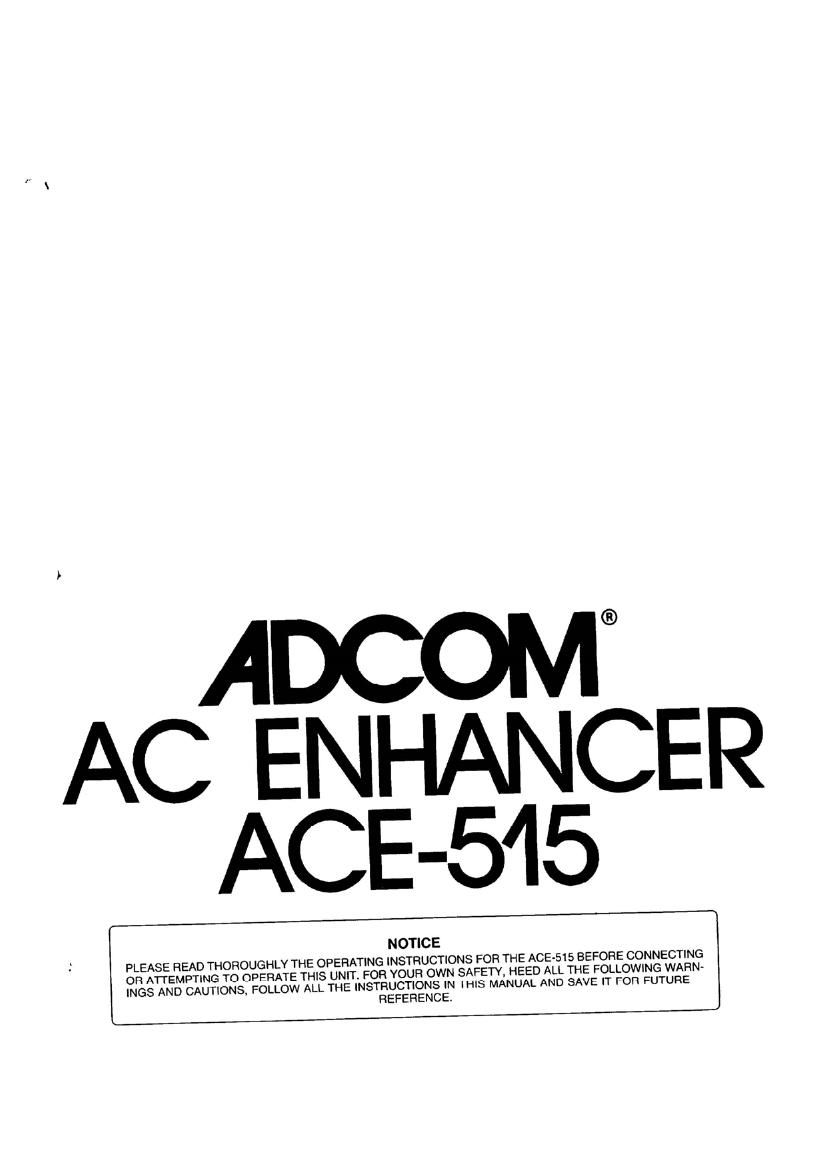 Adcom ACE 515 Owners Manual