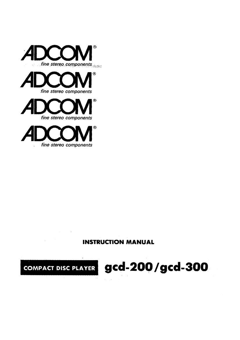 Adcom GCD 200 Owners Manual