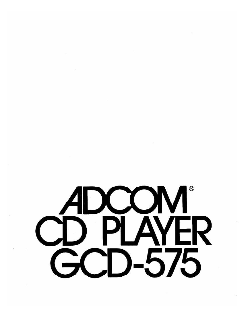Adcom GCD 575 Owners Manual