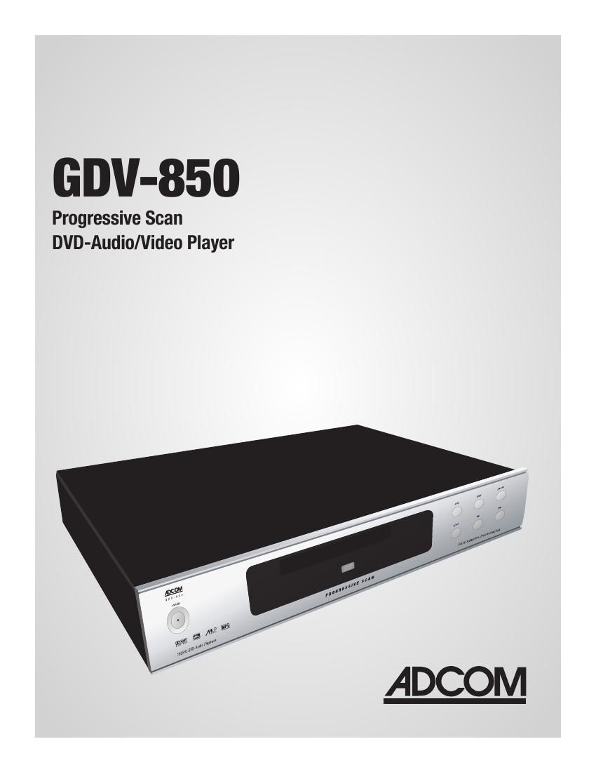 Adcom GDV 850 Owners Manual