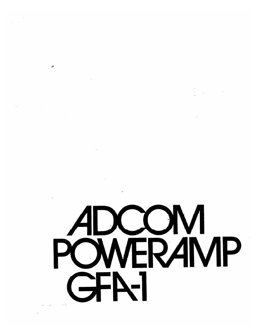 Adcom GFA 1 Owners Manual