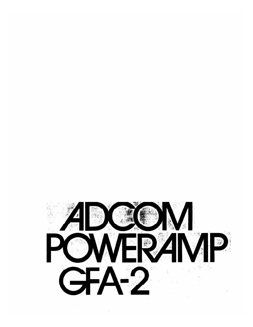 Adcom GFA 2 Owners Manual