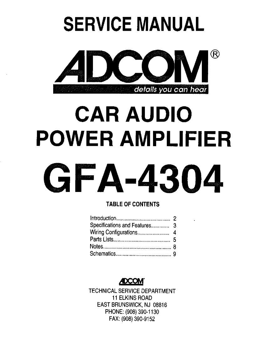 Adcom GFA 4304 Service Manual