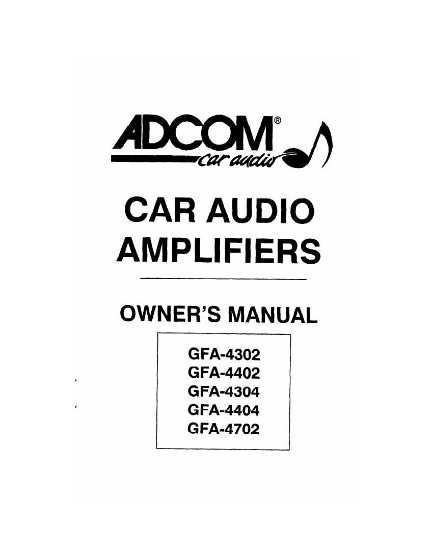 Adcom GFA 4402 Owners Manual