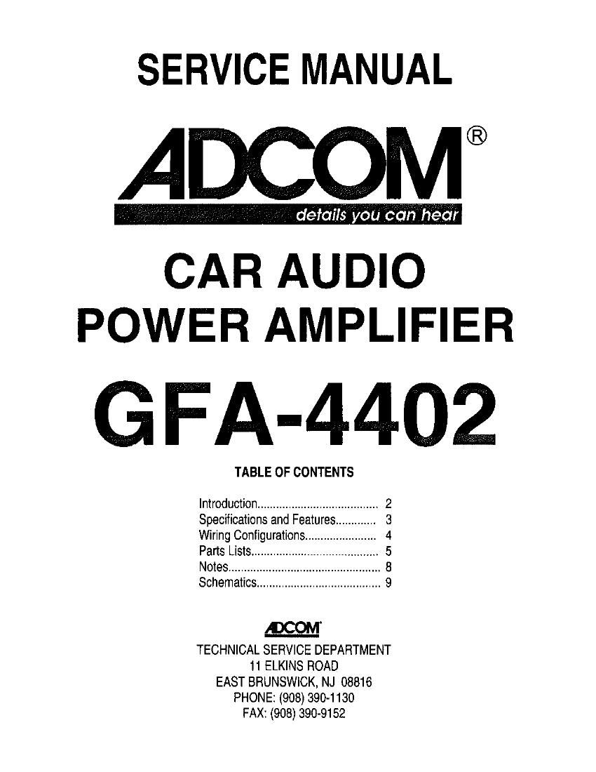 Adcom GFA 4402 Service Manual