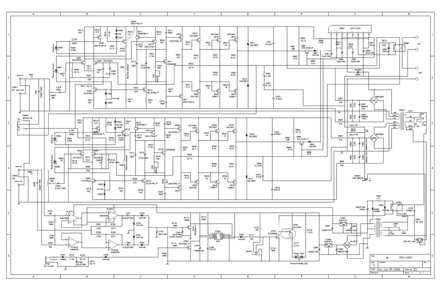 Adcom GFA 5002 Schematic