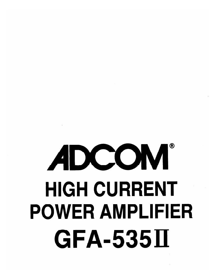 Adcom GFA 535 II Owners Manual