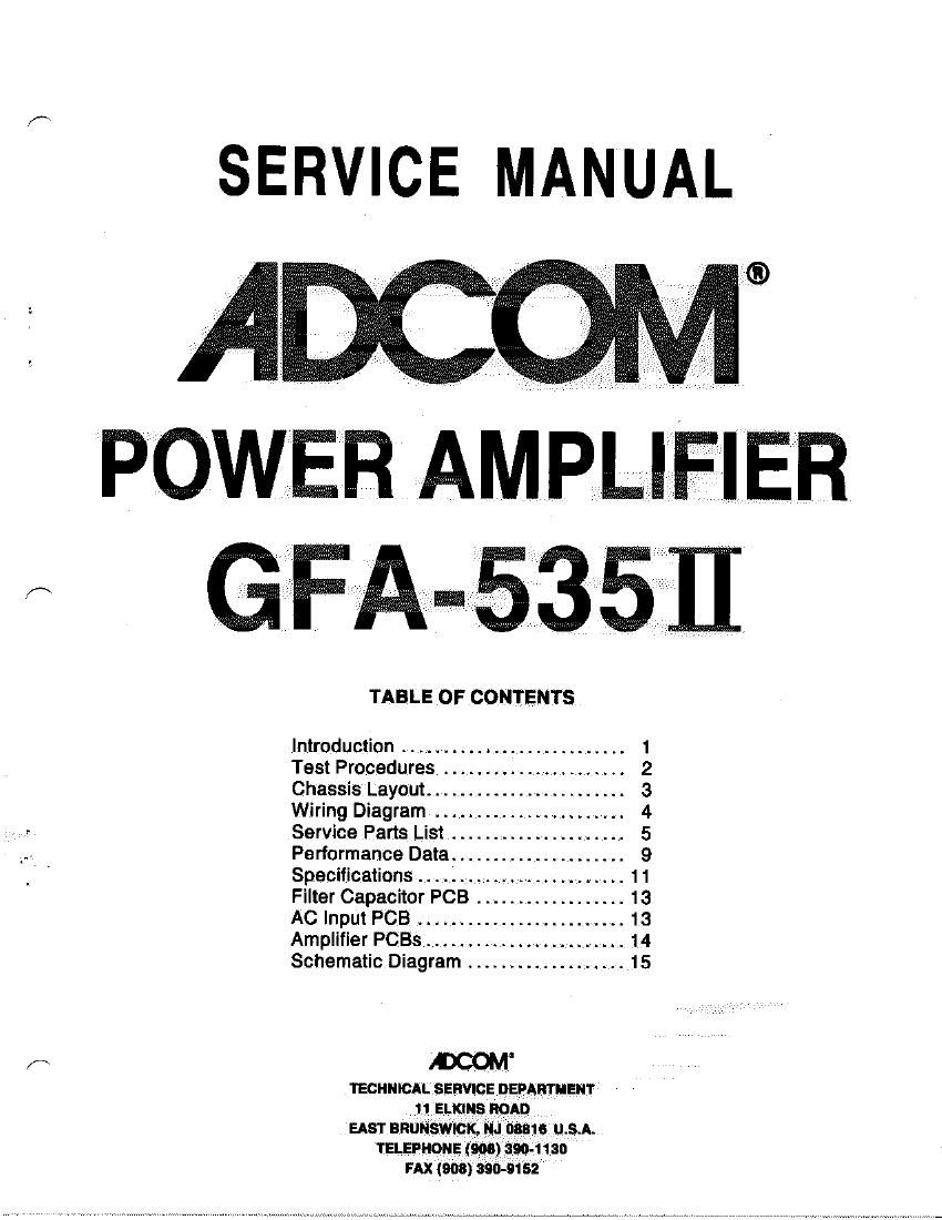 Adcom GFA 535 II Service Manual