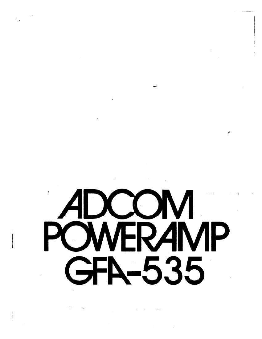 Adcom GFA 535 Owners Manual
