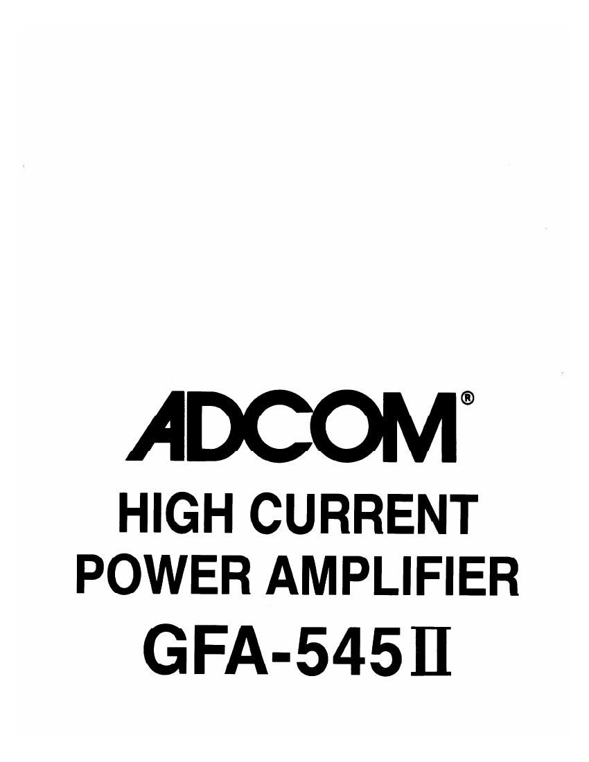 Adcom GFA 545 II Owners Manual