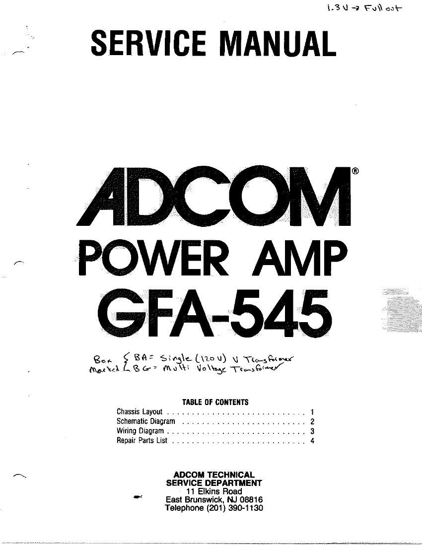 Adcom GFA 545 Service Manual