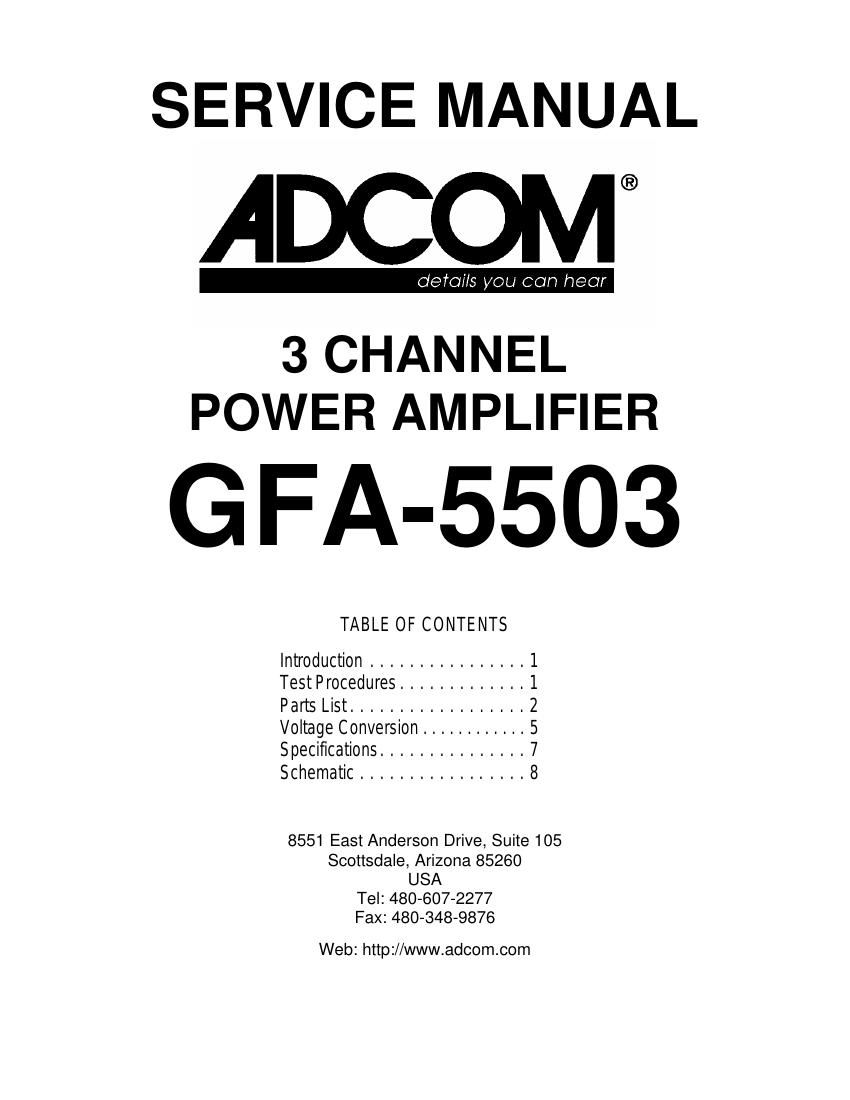 Adcom GFA 5503 Service Manual