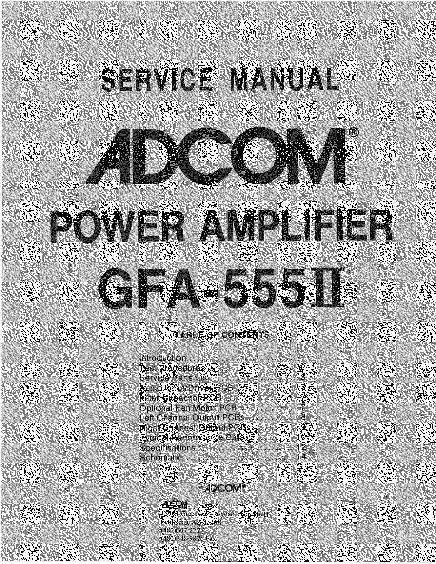 Adcom GFA 555 II Service Manual