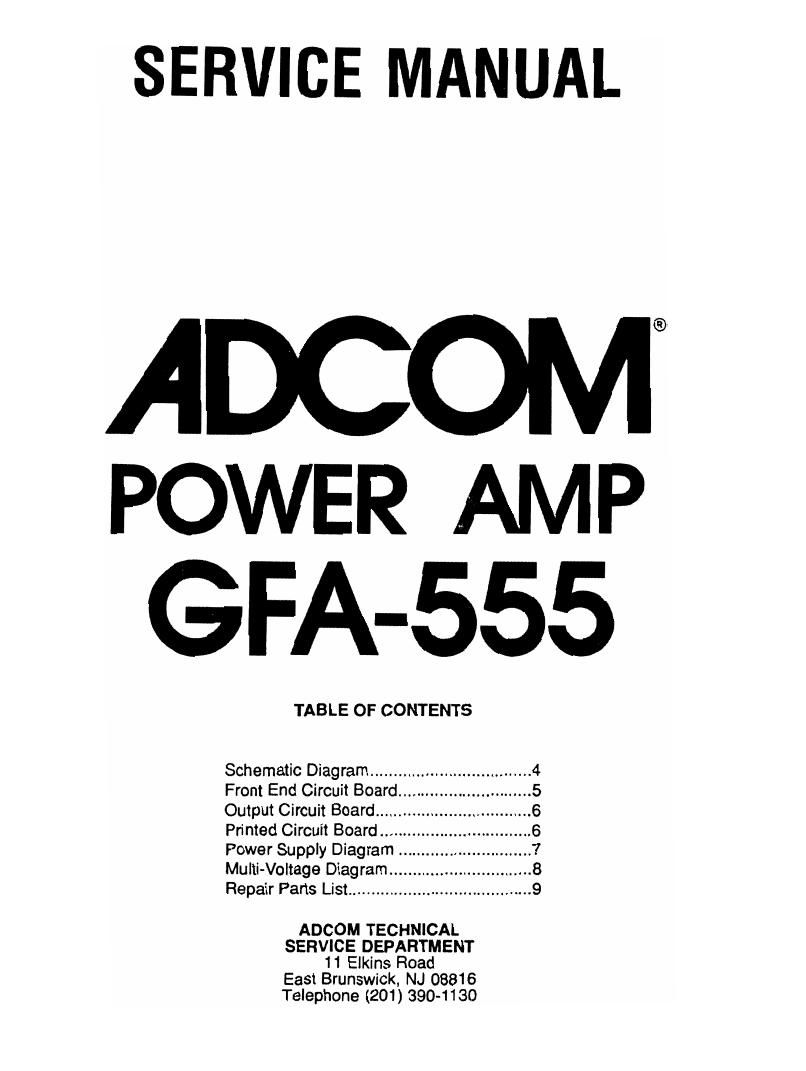 Adcom GFA 555 Service Manual