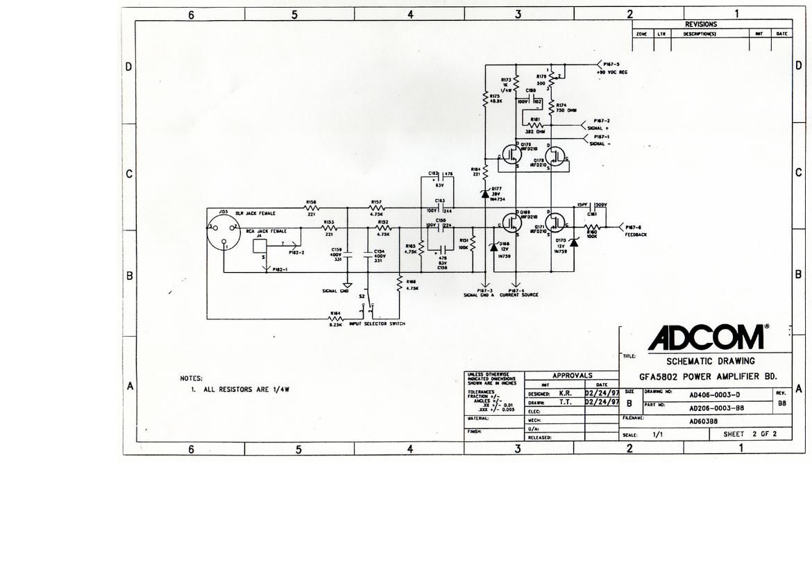 Adcom GFA 5802 Schematic