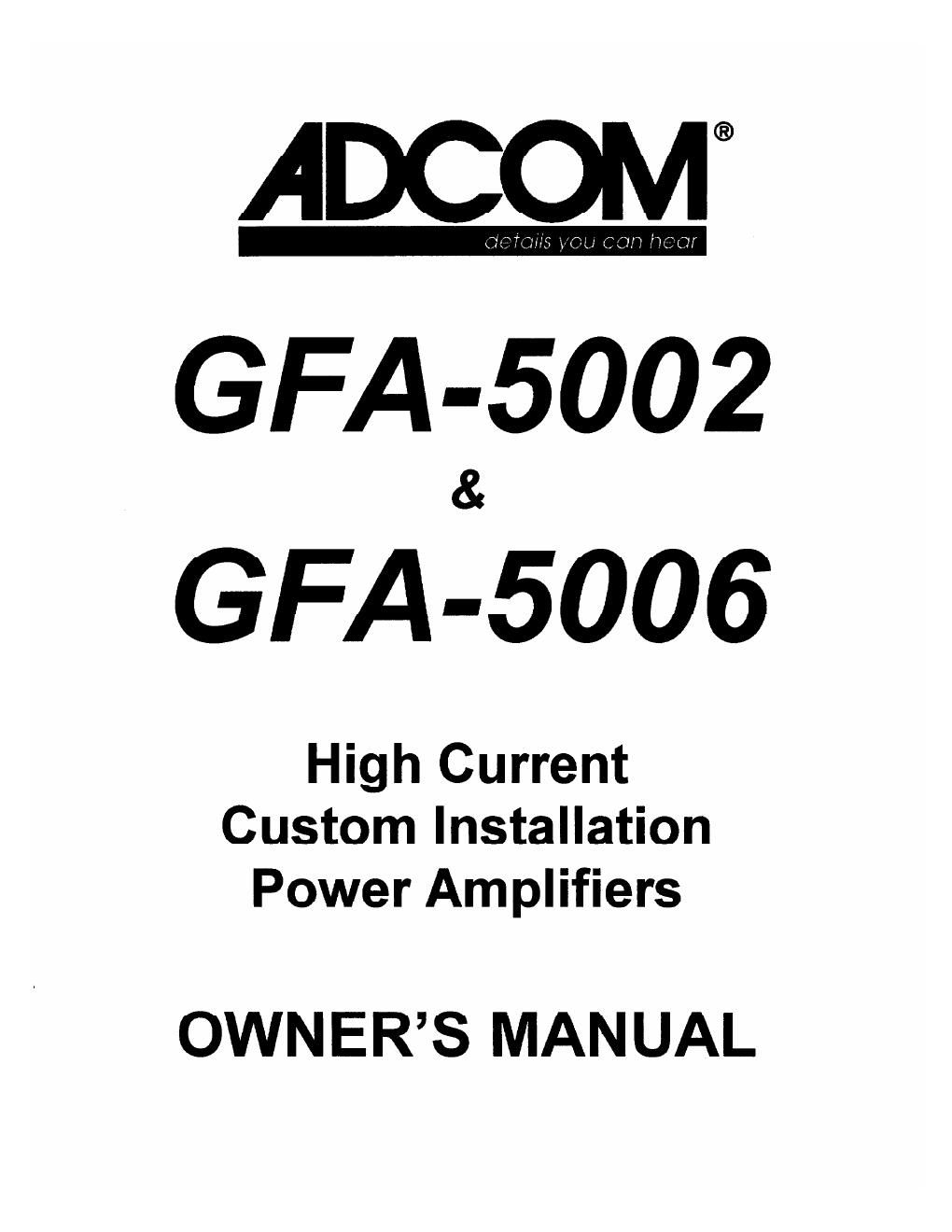 adcom gfa 5006 owners manual