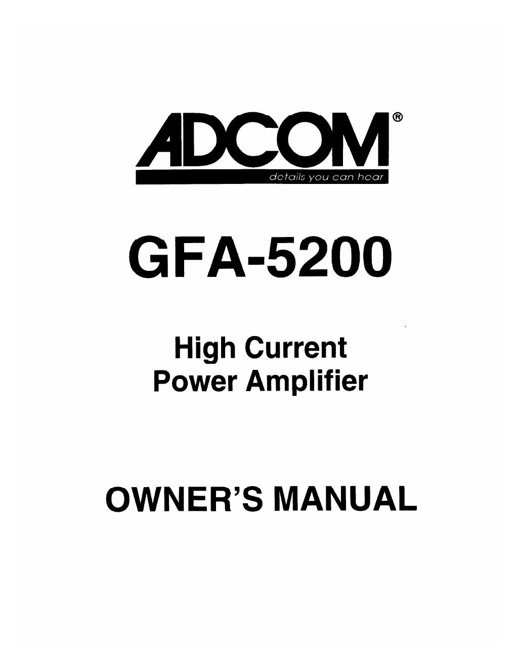 adcom gfa 5200 owners manual