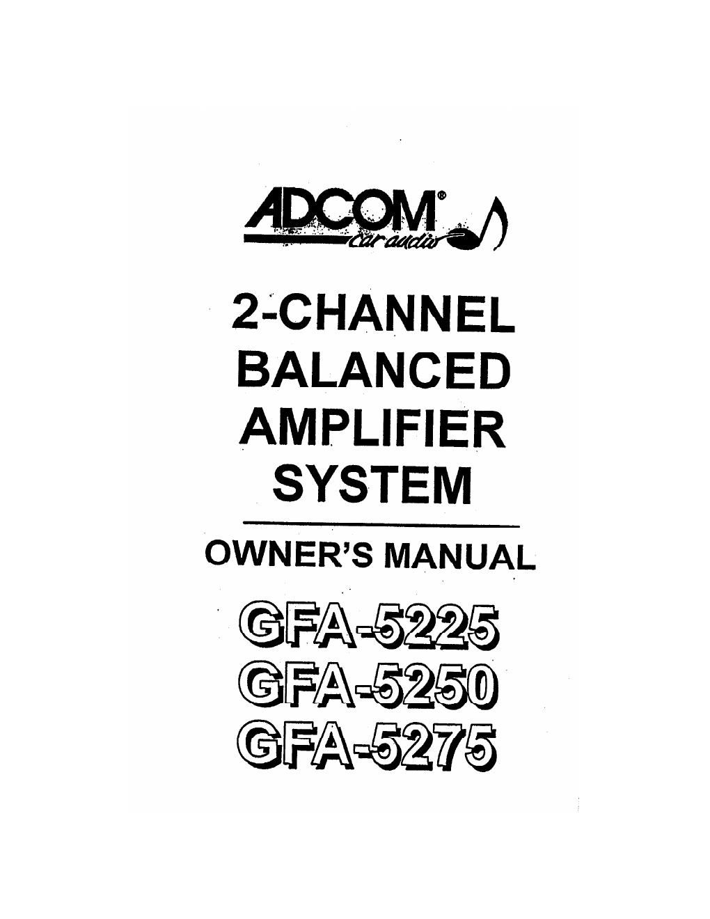 adcom gfa 5225 owners manual