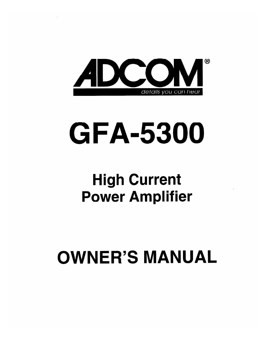 adcom gfa 5300 owners manual