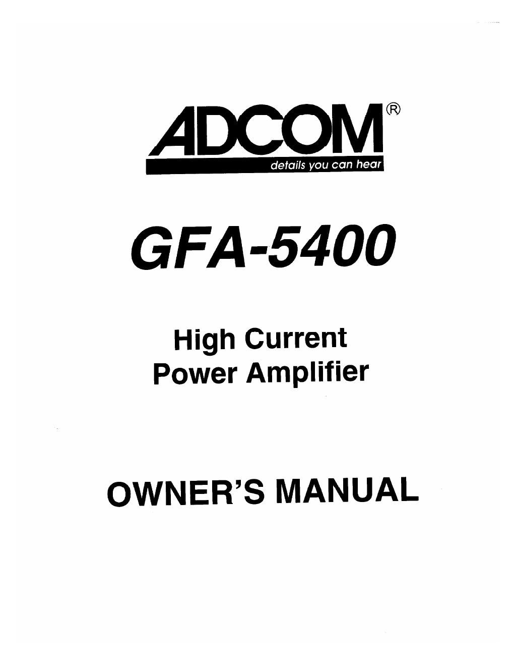 adcom gfa 5400 owners manual