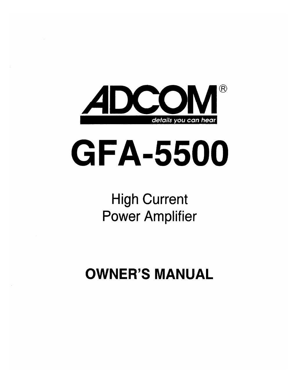 adcom gfa 5500 owners manual