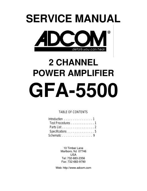 adcom gfa 5500 service manual