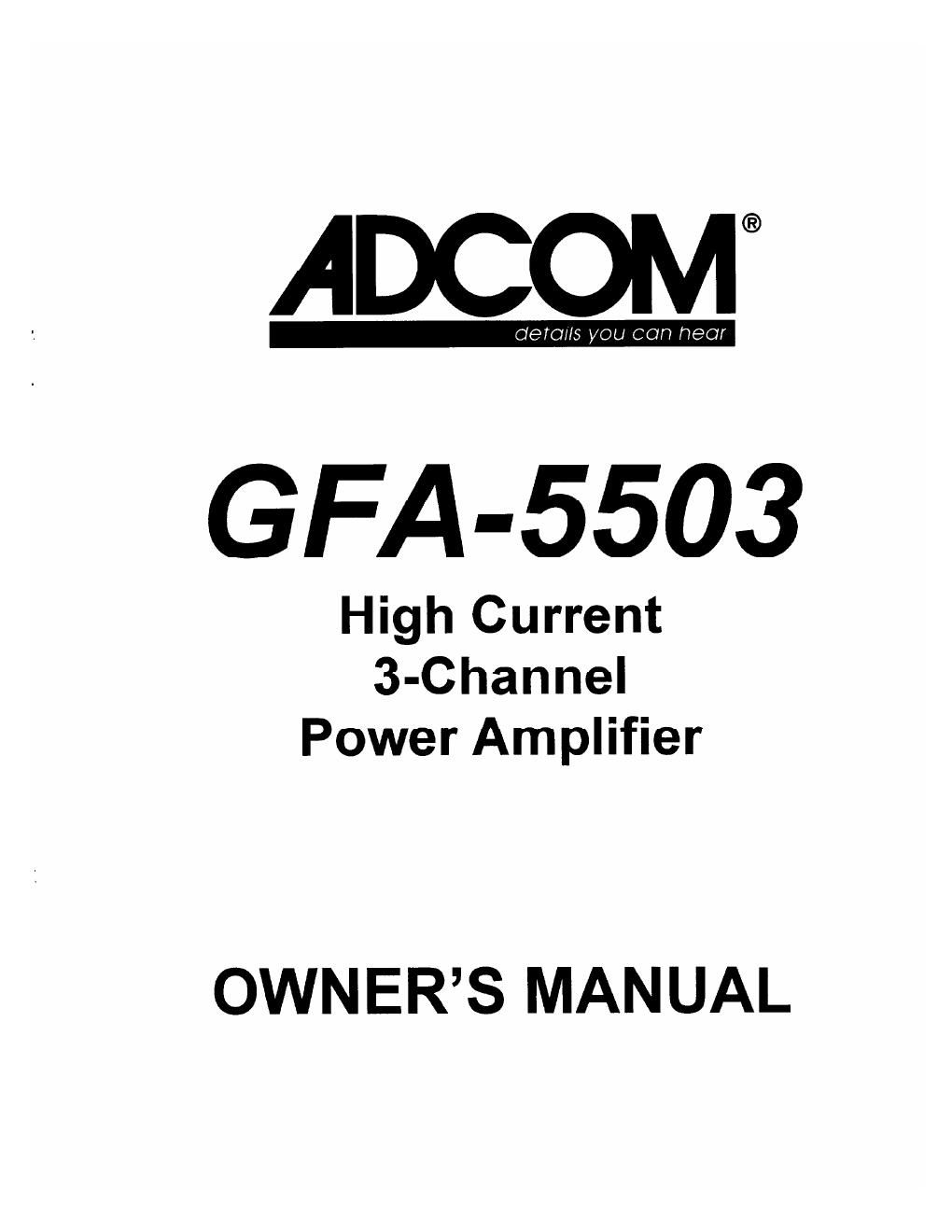 adcom gfa 5503 owners manual
