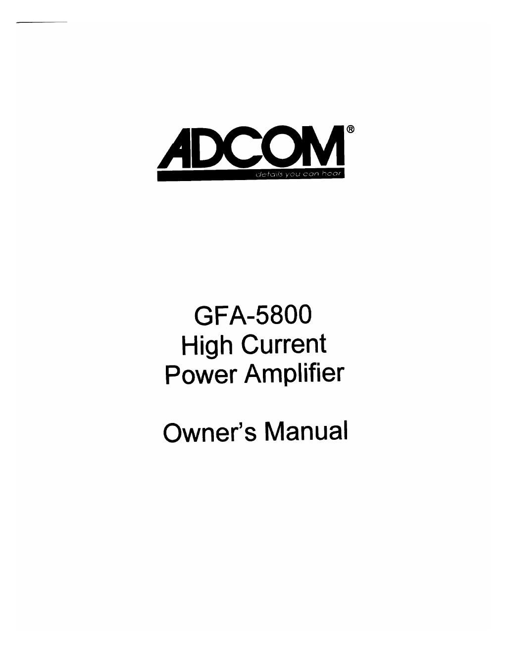 adcom gfa 5800 owners manual