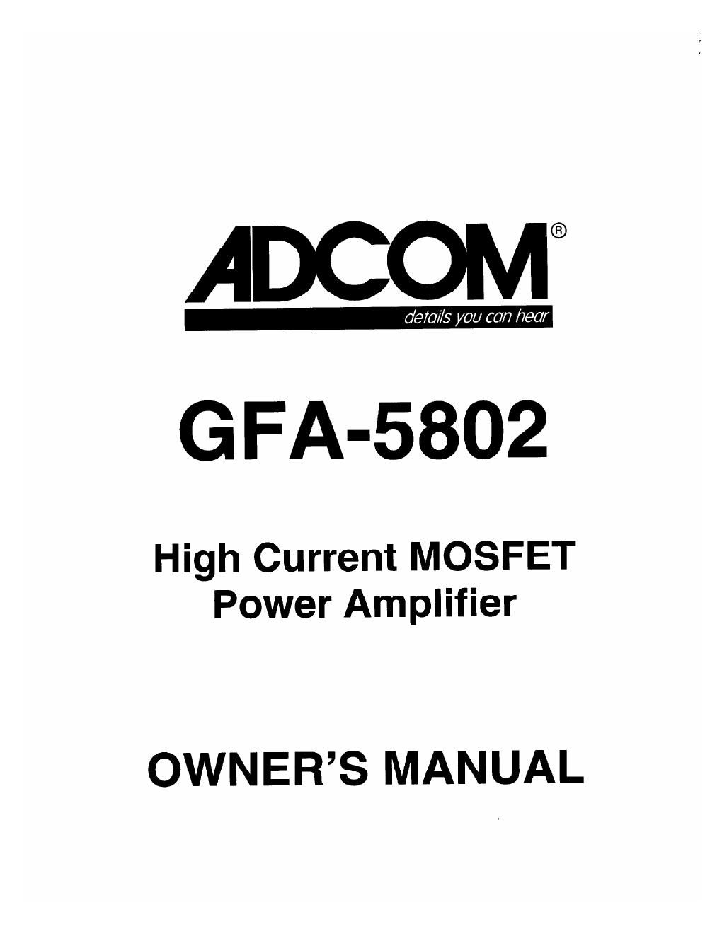 adcom gfa 5802 owners manual