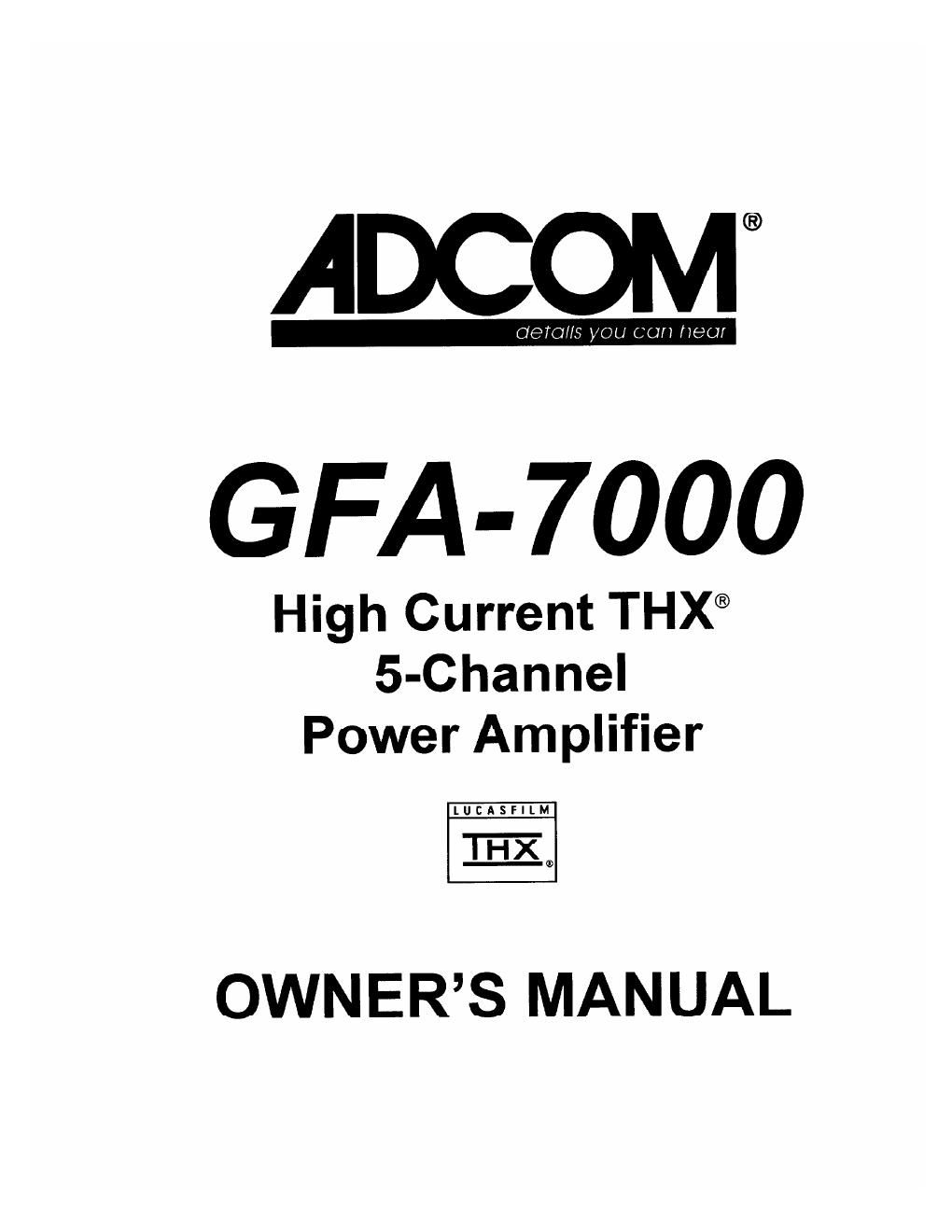 adcom gfa 7000 owners manual