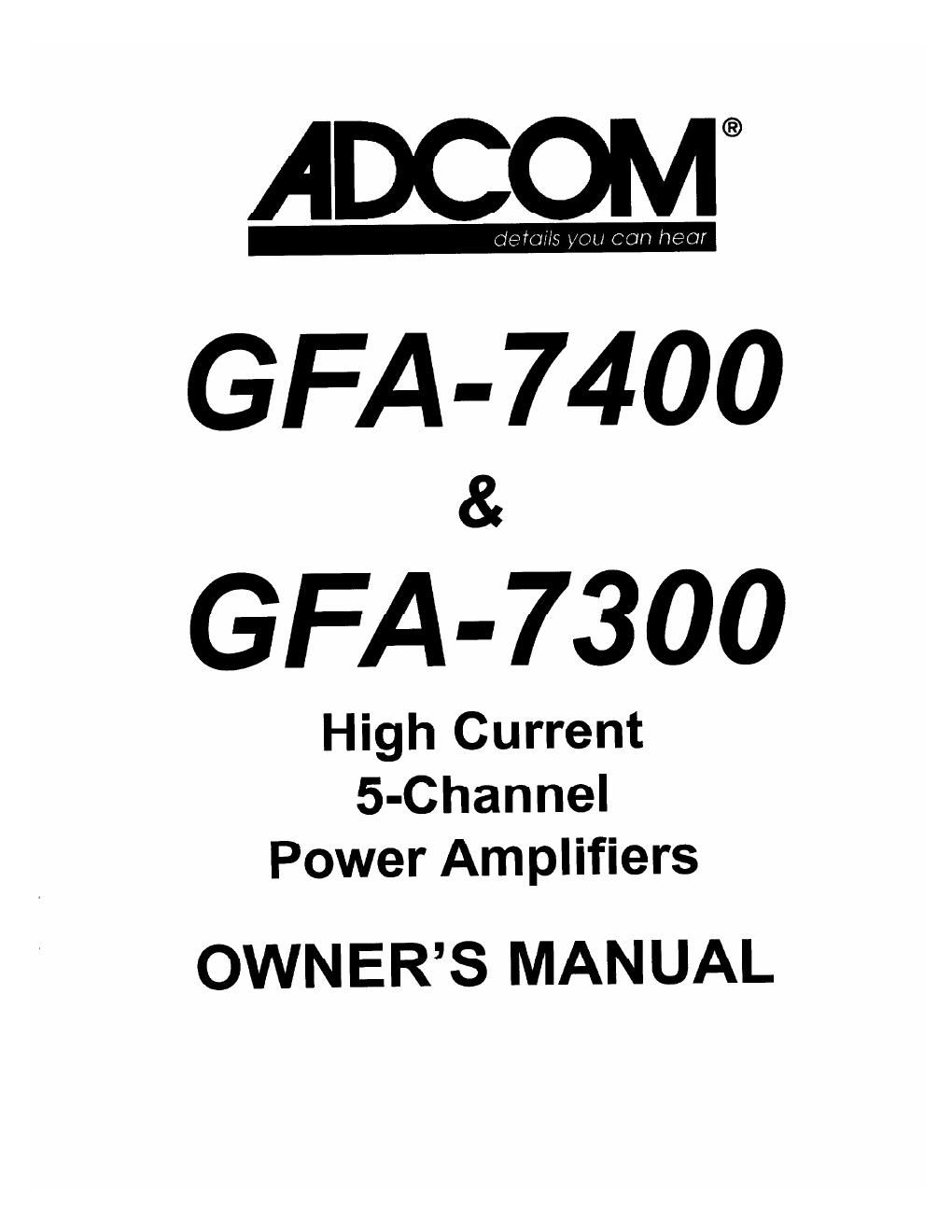 adcom gfa 7300 7400 owners manual