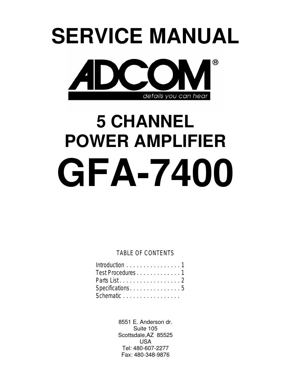 adcom gfa 7400 service manual