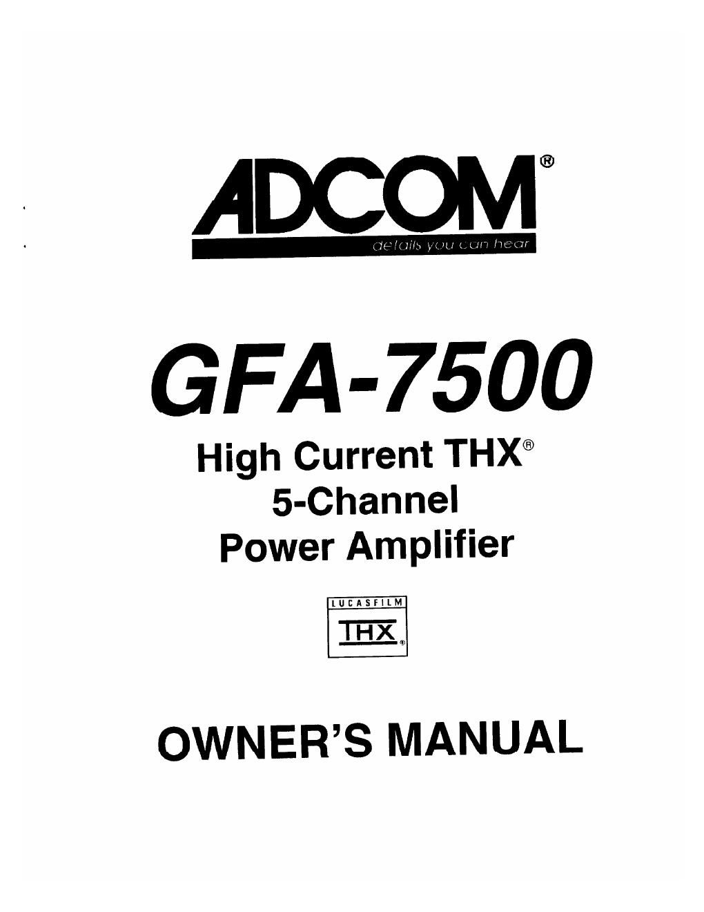 adcom gfa 7500 owners manual