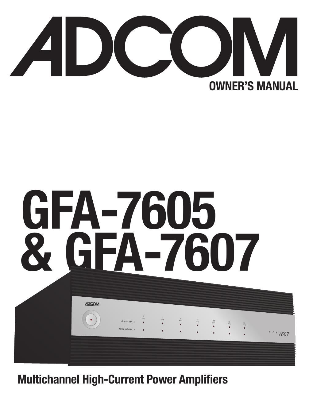 adcom gfa 7605 7607 owners manual