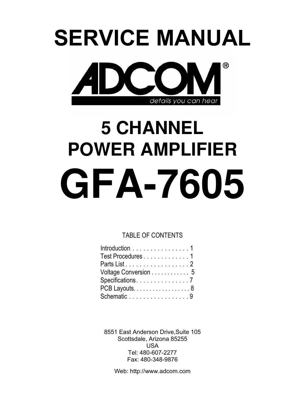 adcom gfa 7605 service manual