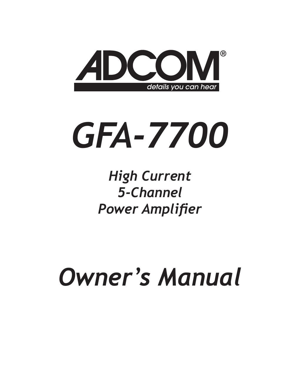 adcom gfa 7700 owners manual